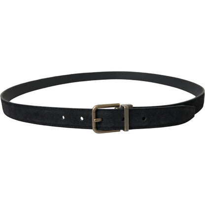 Dolce & Gabbana Black Suede Leather Gold Metal Buckle Belt Dolce & Gabbana