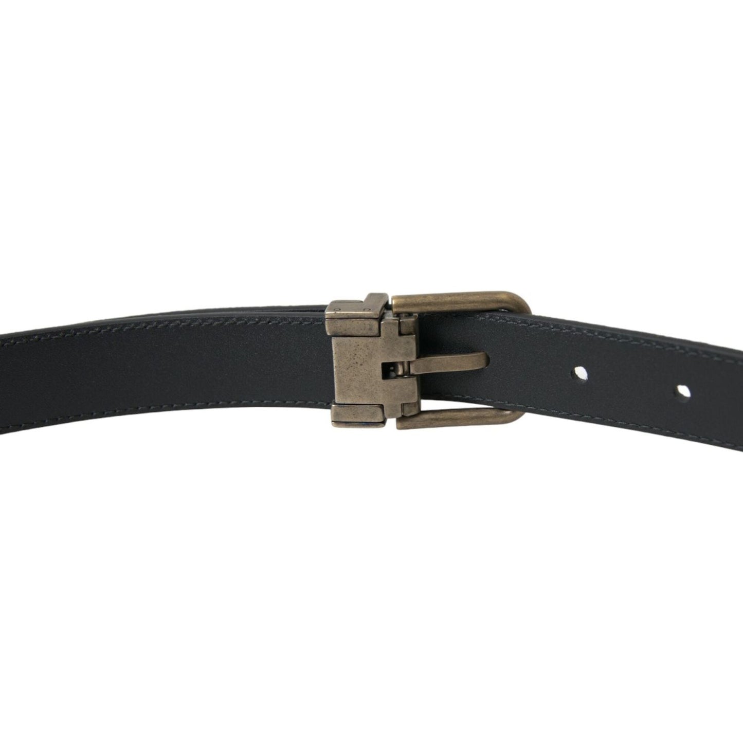 Dolce & Gabbana Black Suede Leather Gold Metal Buckle Belt Dolce & Gabbana