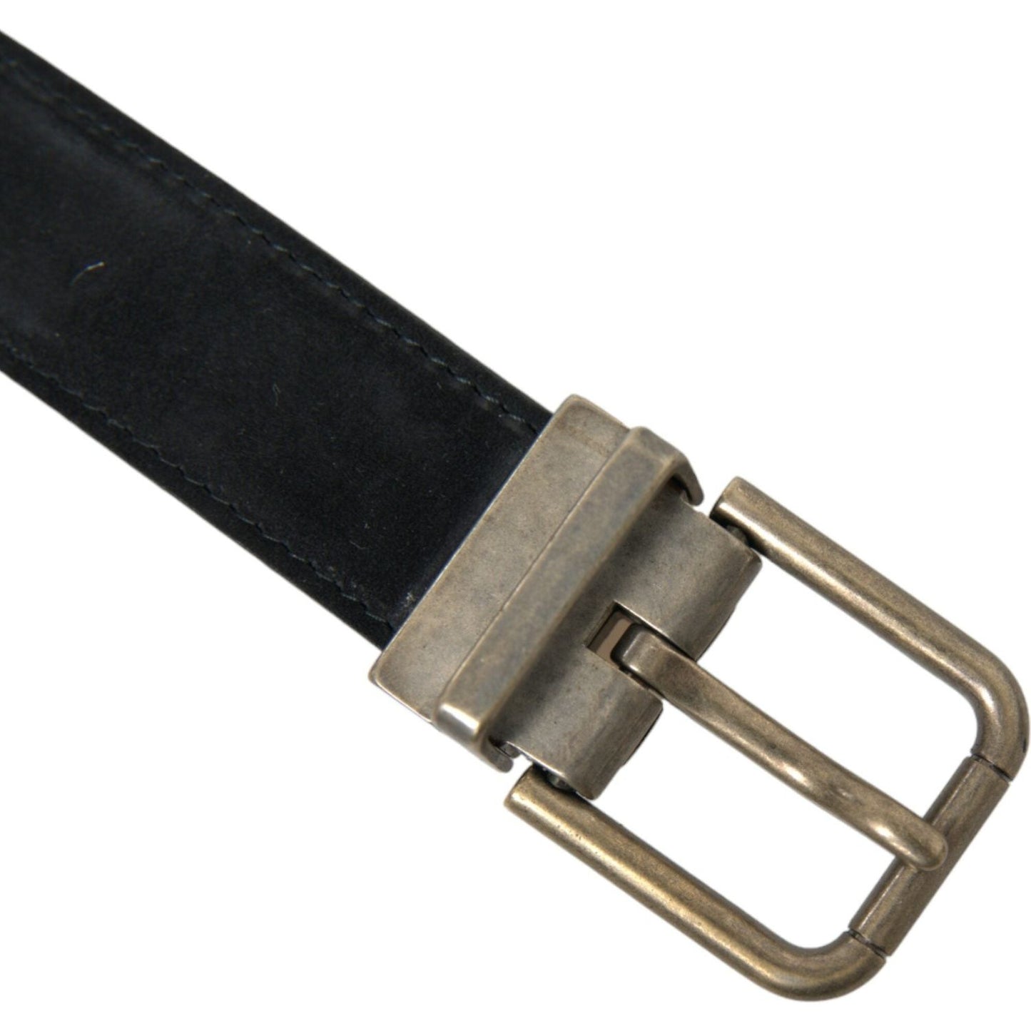 Dolce & Gabbana Black Suede Leather Gold Metal Buckle Belt Dolce & Gabbana