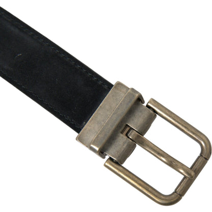 Dolce & Gabbana Black Suede Leather Gold Metal Buckle Belt Dolce & Gabbana