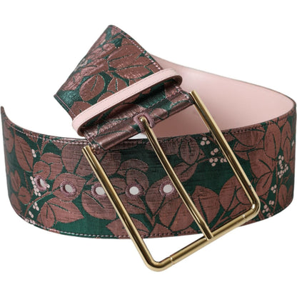 Dolce & Gabbana Multicolor Floral Jacquard Lurex Gold Buckle Belt Dolce & Gabbana