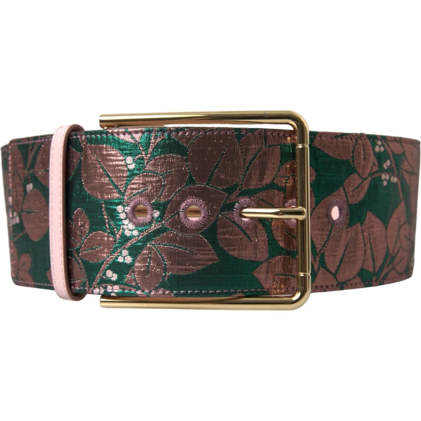 Dolce & Gabbana Multicolor Floral Jacquard Lurex Gold Buckle Belt Dolce & Gabbana