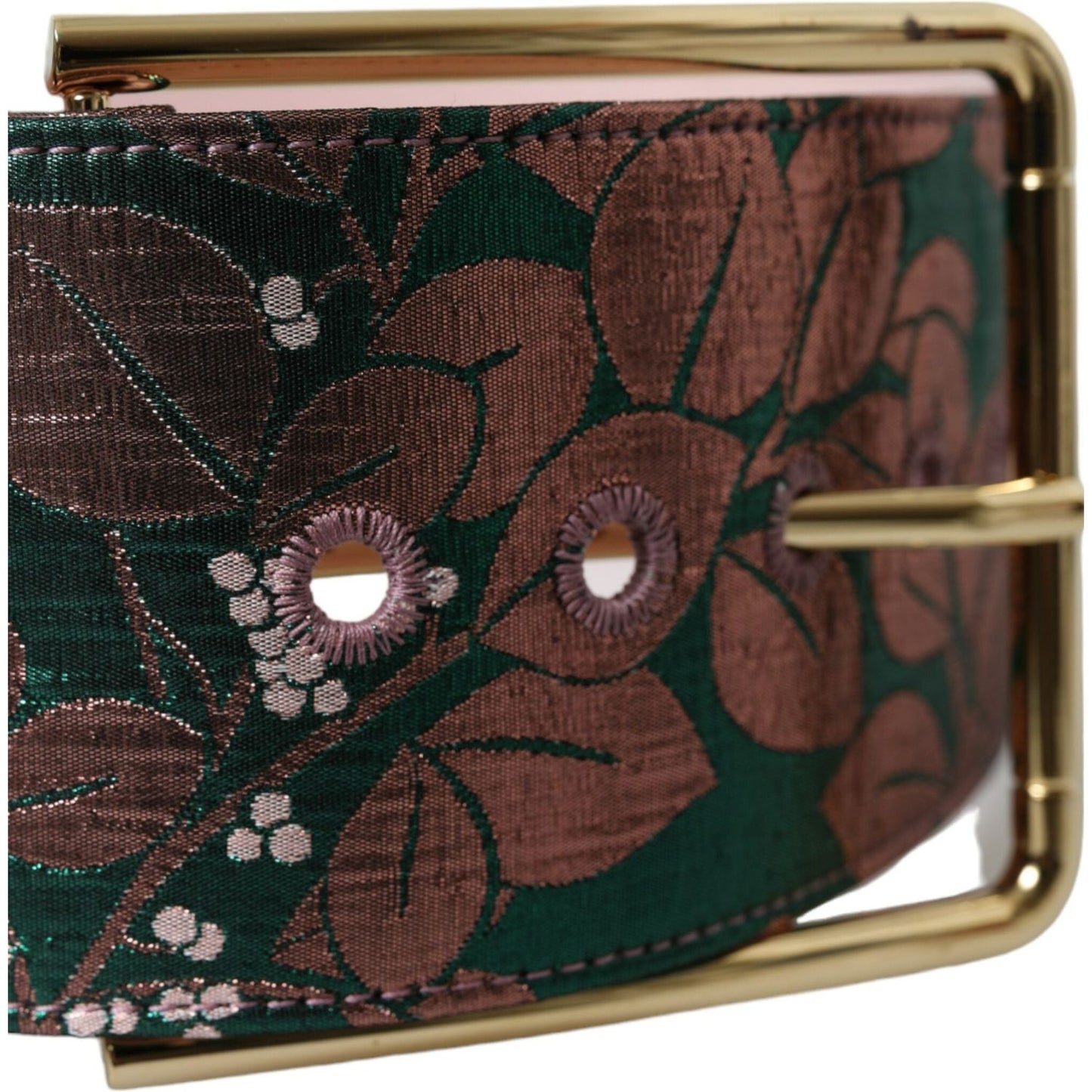 Dolce & Gabbana Multicolor Floral Jacquard Lurex Gold Buckle Belt Dolce & Gabbana