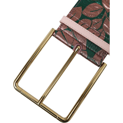 Dolce & Gabbana Multicolor Floral Jacquard Lurex Gold Buckle Belt Dolce & Gabbana
