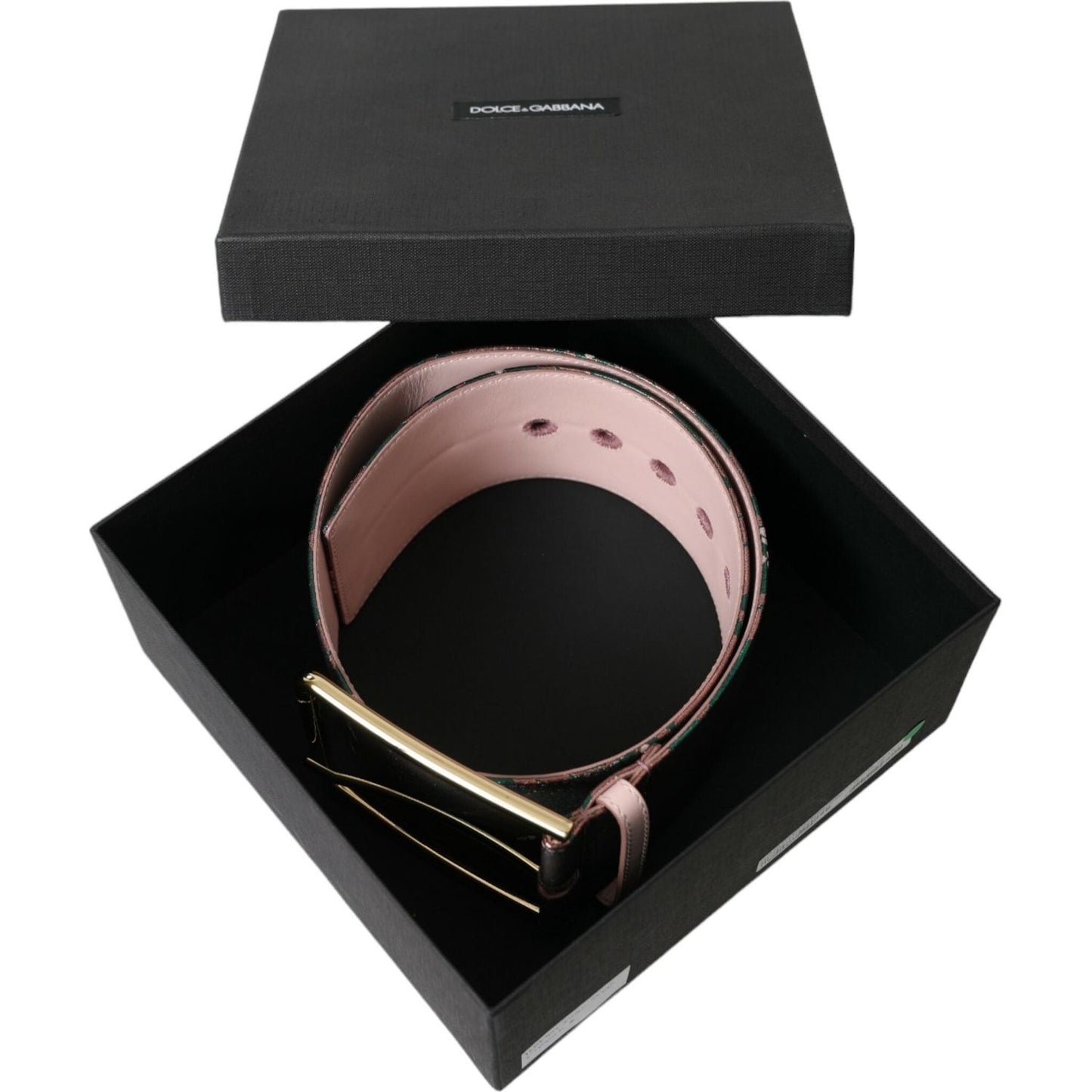 Dolce & Gabbana Multicolor Floral Jacquard Lurex Gold Buckle Belt Dolce & Gabbana