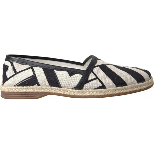 Dolce & Gabbana Black White Stripes Slip On Espadrille Shoes Dolce & Gabbana
