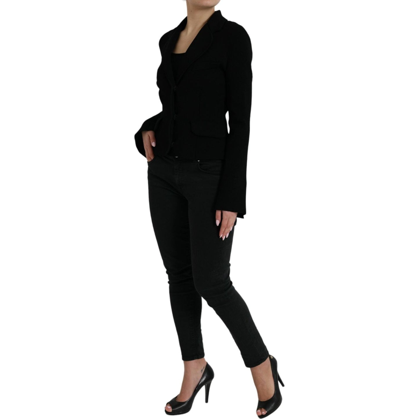 Dolce & Gabbana Black Viscose Single Breasted Blazer Jacket