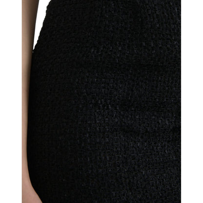 Dolce & Gabbana Black Wool High Waist Pencil Cut Midi Skirt