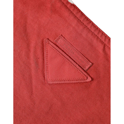 Prada Red Jersey Fabric Logo Shoulder Shopping Tote Bag