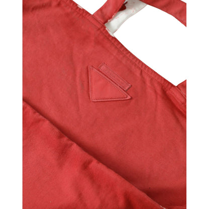 Prada Red Jersey Fabric Logo Shoulder Shopping Tote Bag