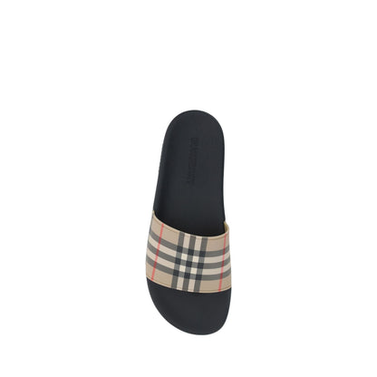 Burberry Brown Rubber Slides Sandals