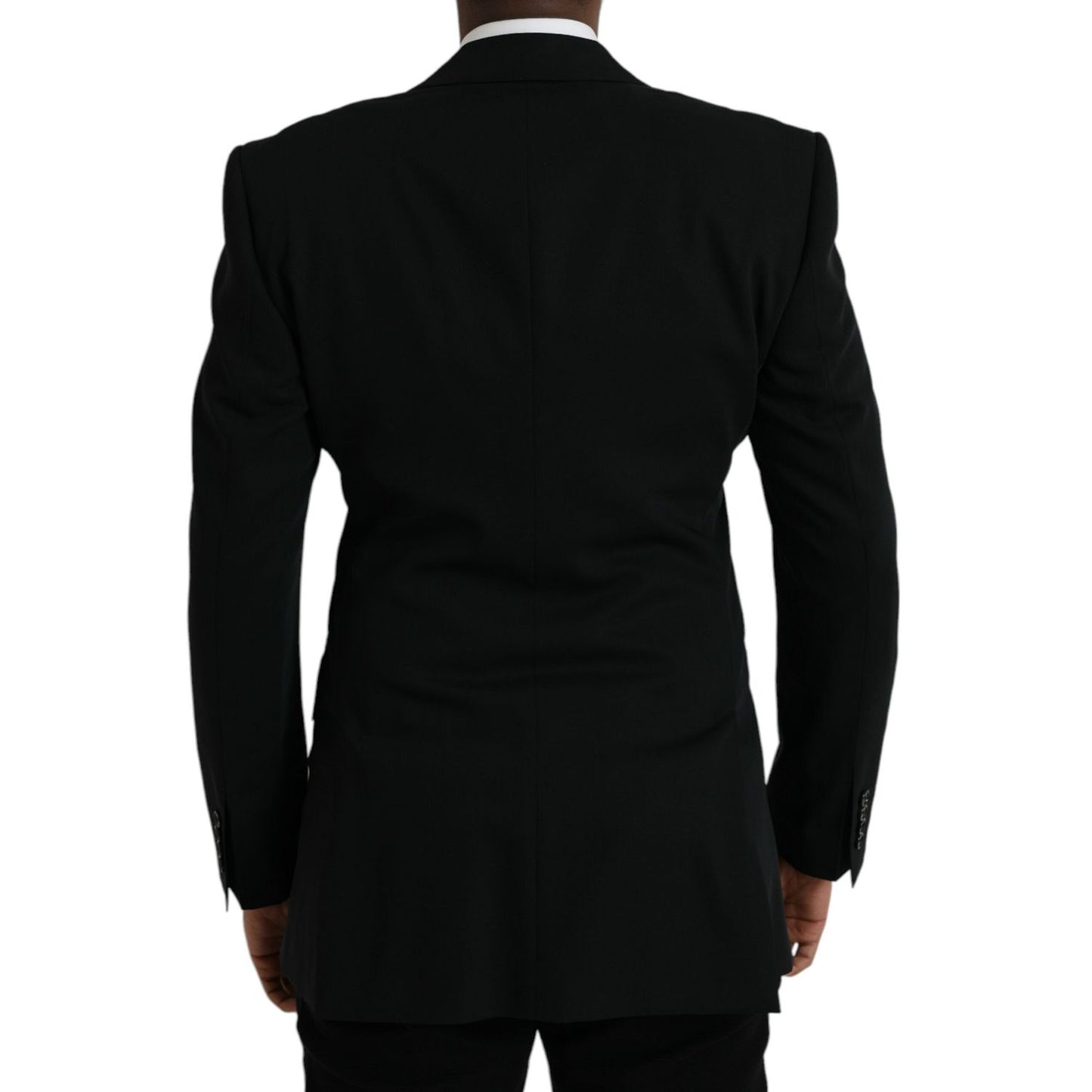 Dolce & Gabbana Black Wool Peak Single Breasted Coat Blazer