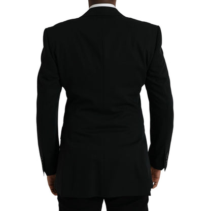Dolce & Gabbana Black Wool Peak Single Breasted Coat Blazer