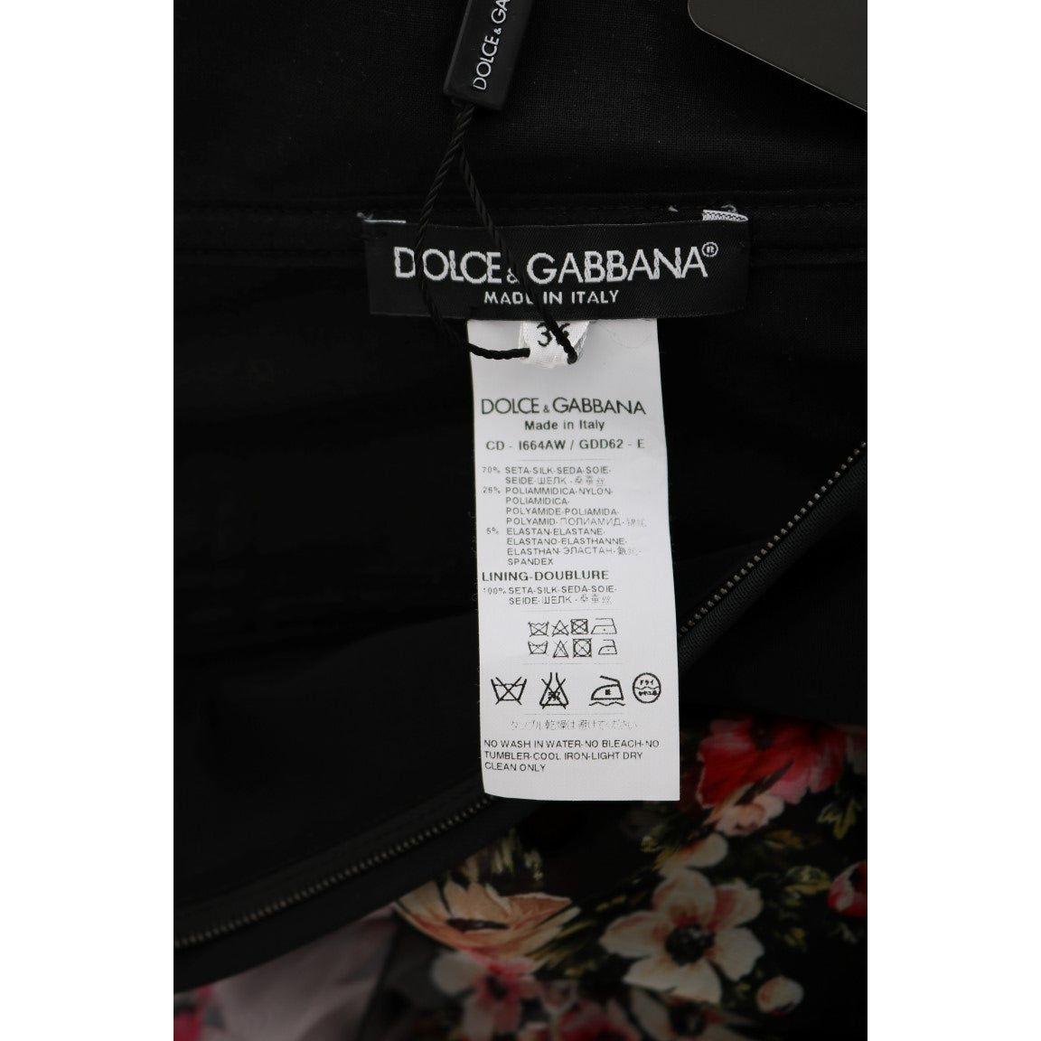Dolce & Gabbana Multicolor Silk Stretch Floral Shift Long Dress