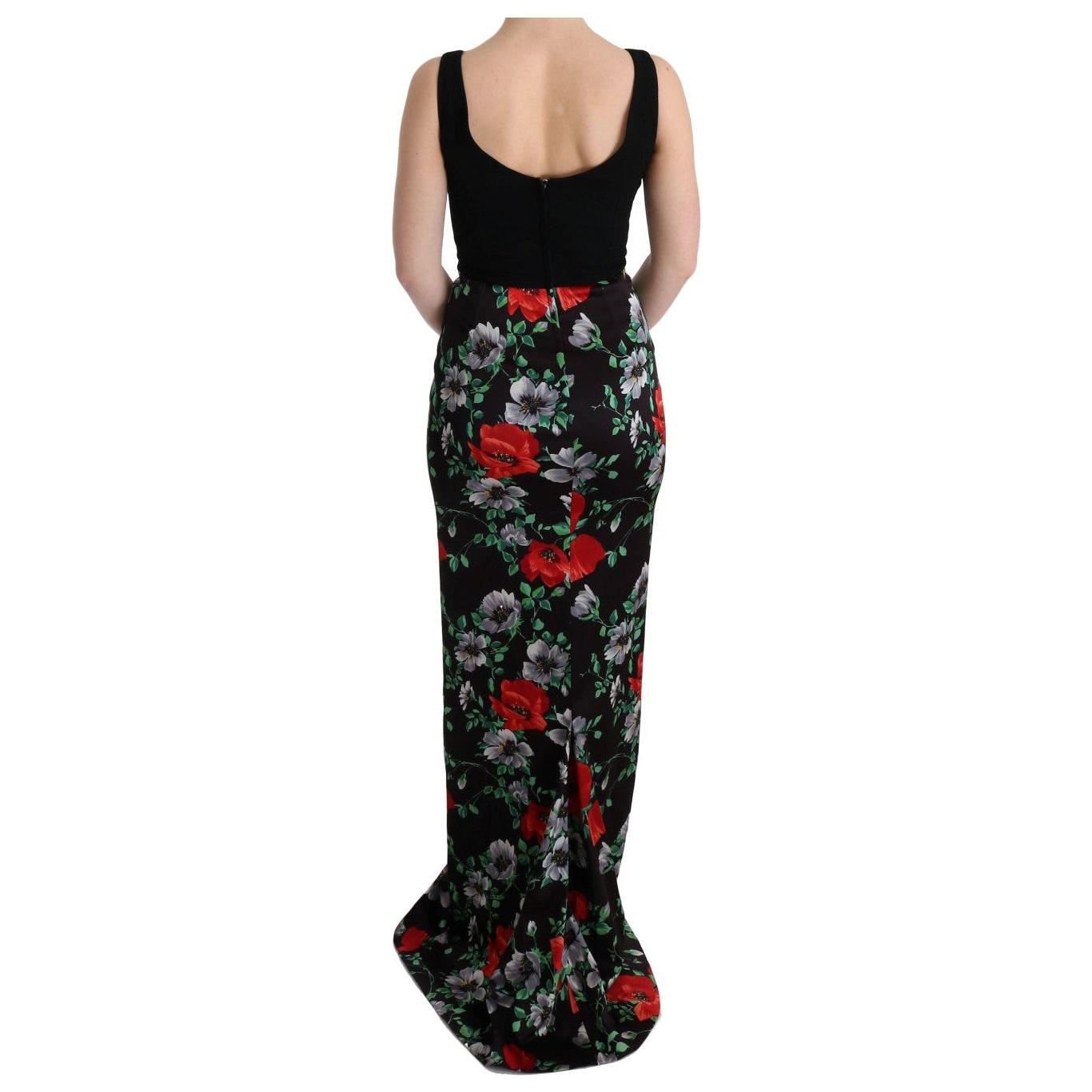 Dolce & Gabbana Multicolor Floral Print Stretch Sheath Long Dress Dolce & Gabbana
