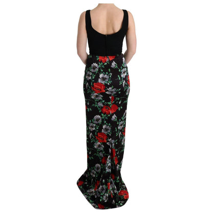 Dolce & Gabbana Multicolor Floral Print Stretch Sheath Long Dress Dolce & Gabbana