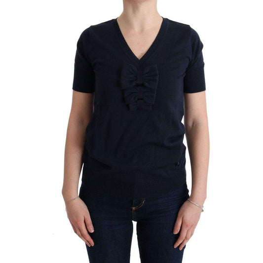 MARGHI LO' Blue 100% Lana Wool Blouse Top