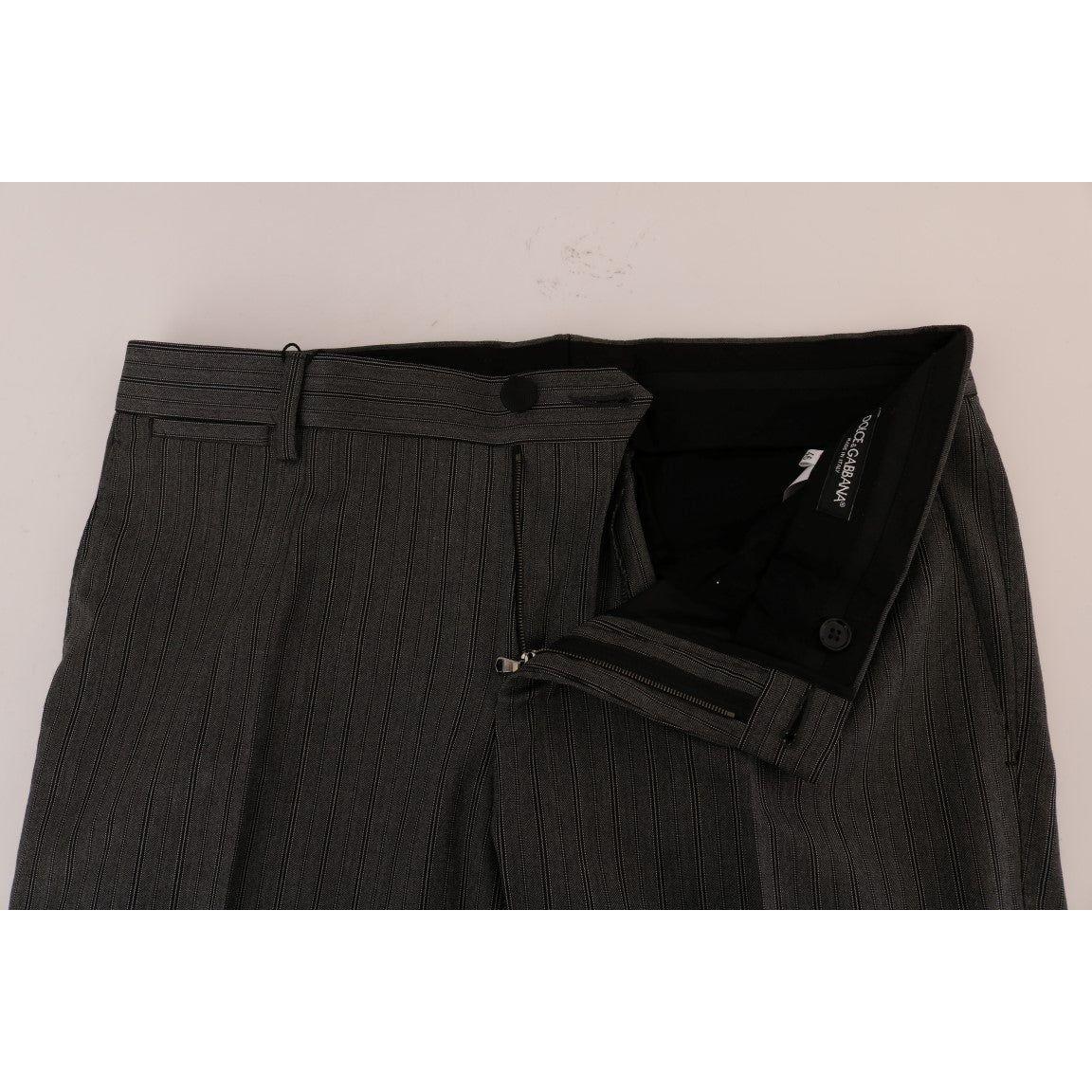 Dolce & Gabbana Gray Wool Striped Formal Pants Dolce & Gabbana