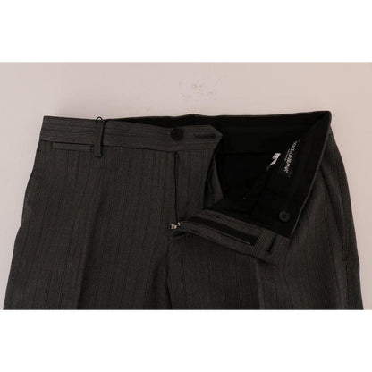Dolce & Gabbana Gray Wool Striped Formal Pants Dolce & Gabbana