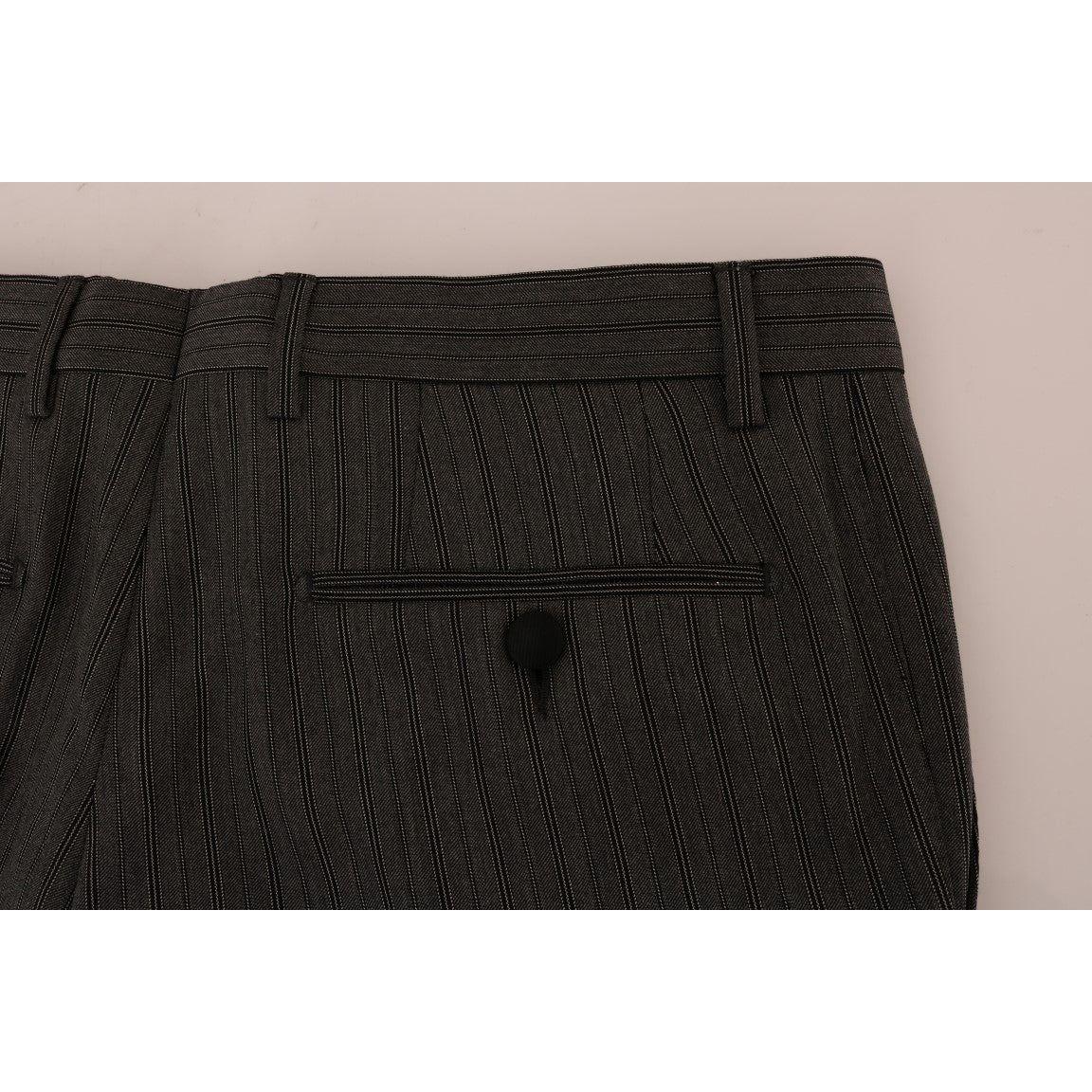 Dolce & Gabbana Gray Wool Striped Formal Pants Dolce & Gabbana