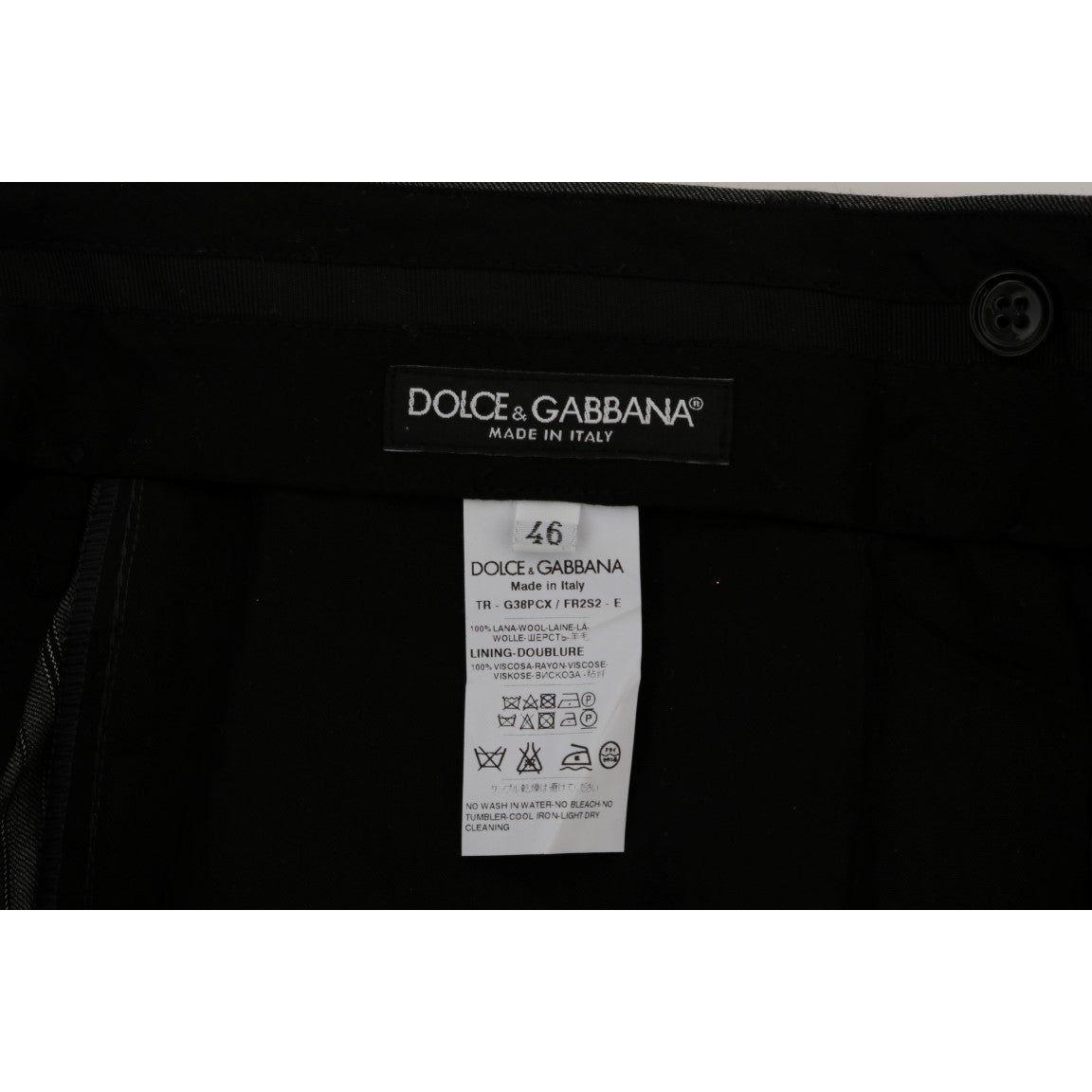 Dolce & Gabbana Gray Wool Striped Formal Pants Dolce & Gabbana