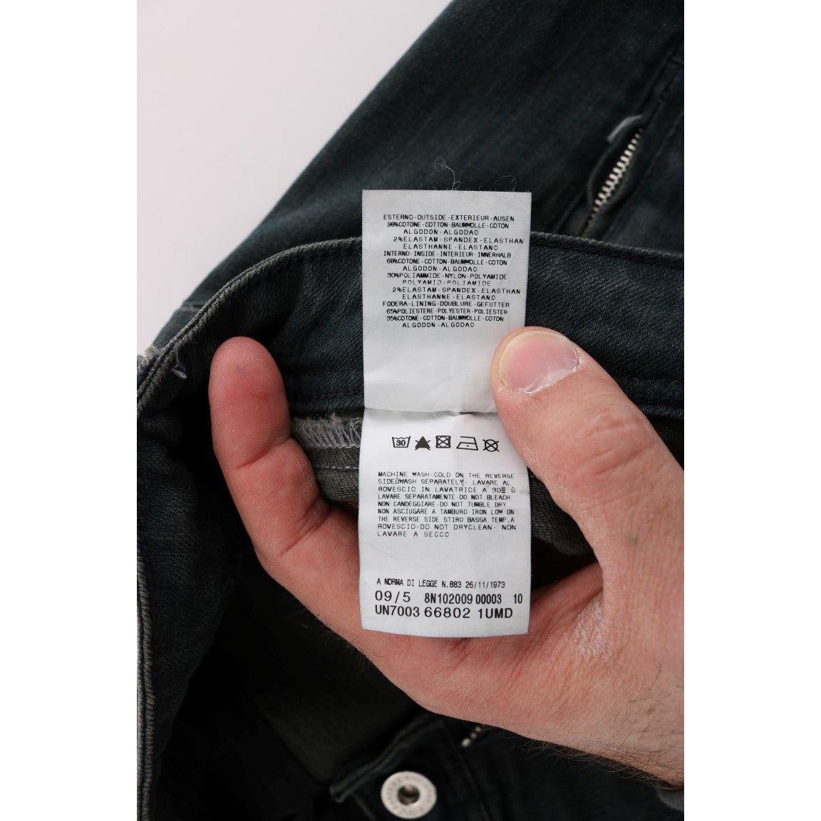 Costume National Gray Cotton Superslim Denim Jeans