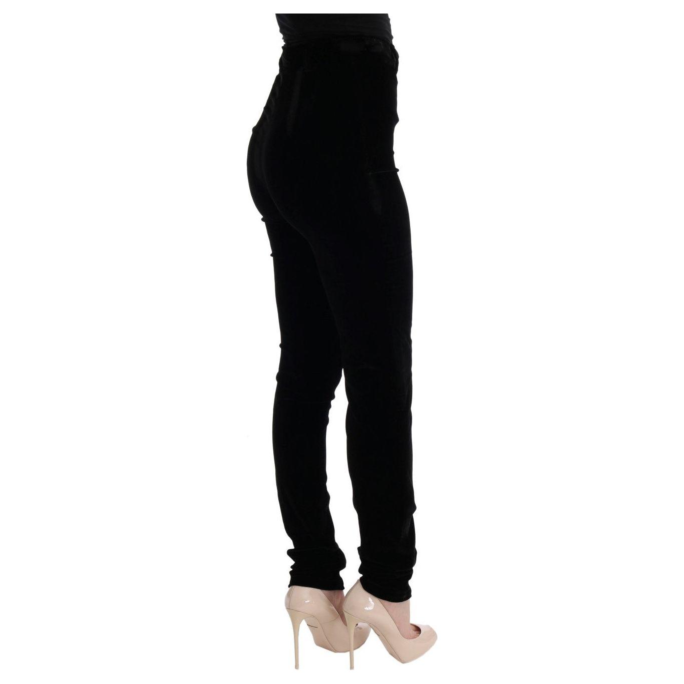 Ermanno Scervino Black Velvet Slim Fit Pants