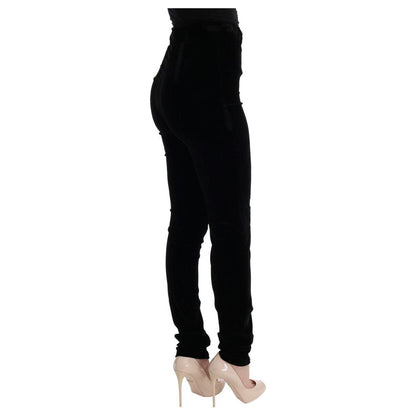 Ermanno Scervino Black Velvet Slim Fit Pants