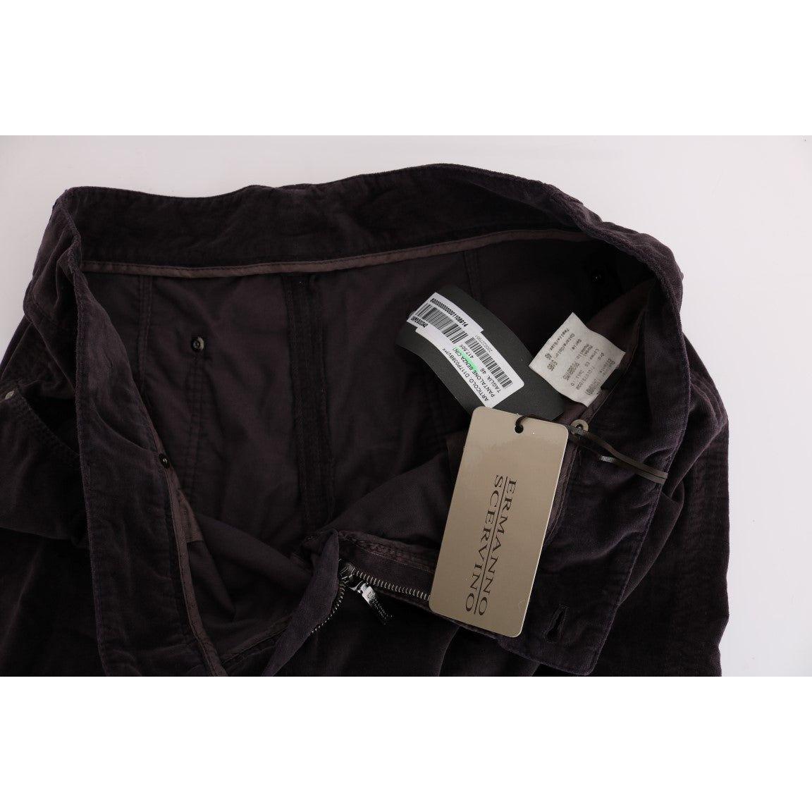 Ermanno Scervino Brown Cotton Cropped Casual Pants