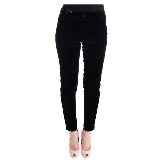Ermanno Scervino Black Viscose Blend Velvet Cropped Pants Ermanno Scervino