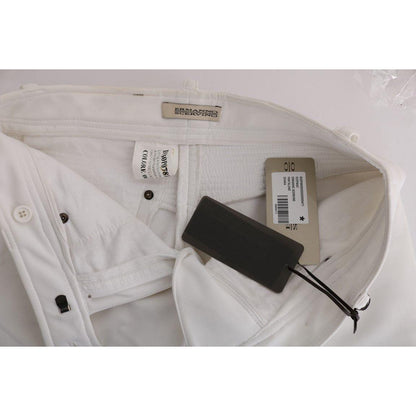 Ermanno Scervino White Cotton Slim Fit Casual Pants