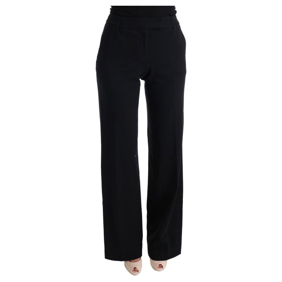 Ermanno Scervino Black Viscose Flare Bootcut Pants Ermanno Scervino