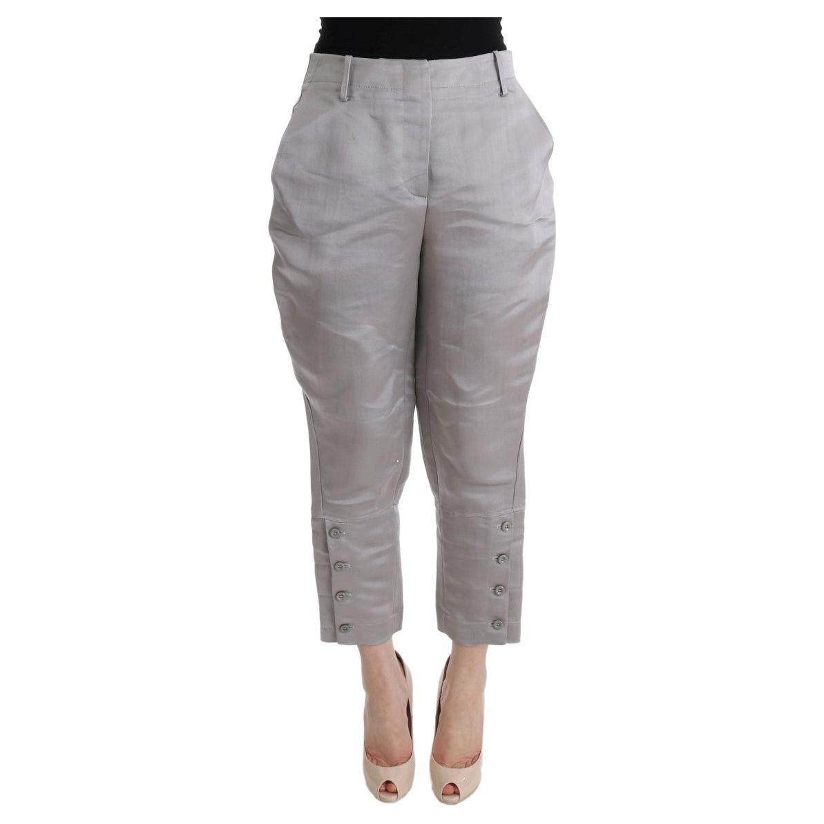 Ermanno Scervino Gray Silk Cropped Casual Pants Ermanno Scervino