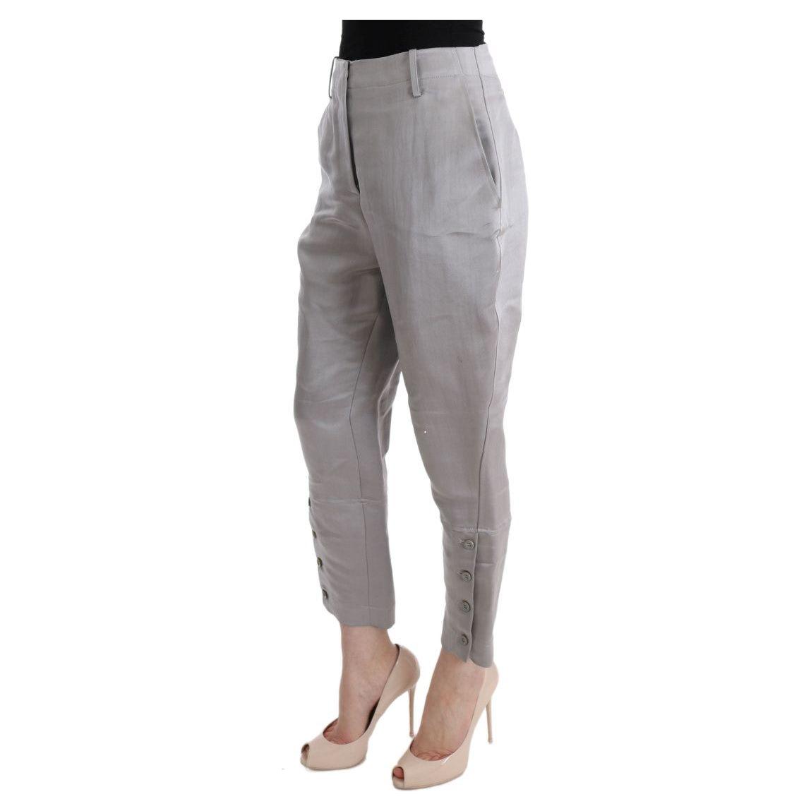 Ermanno Scervino Gray Silk Cropped Casual Pants Ermanno Scervino