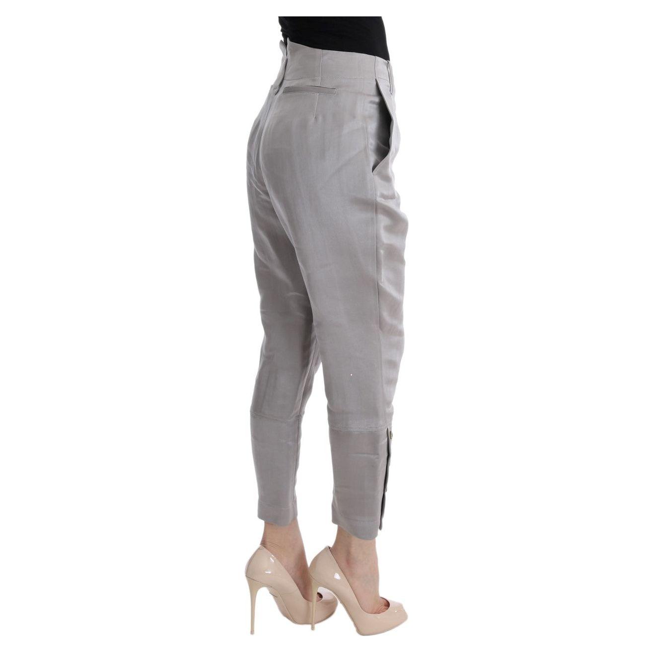 Ermanno Scervino Gray Silk Cropped Casual Pants Ermanno Scervino