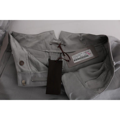 Ermanno Scervino Gray Silk Cropped Casual Pants Ermanno Scervino