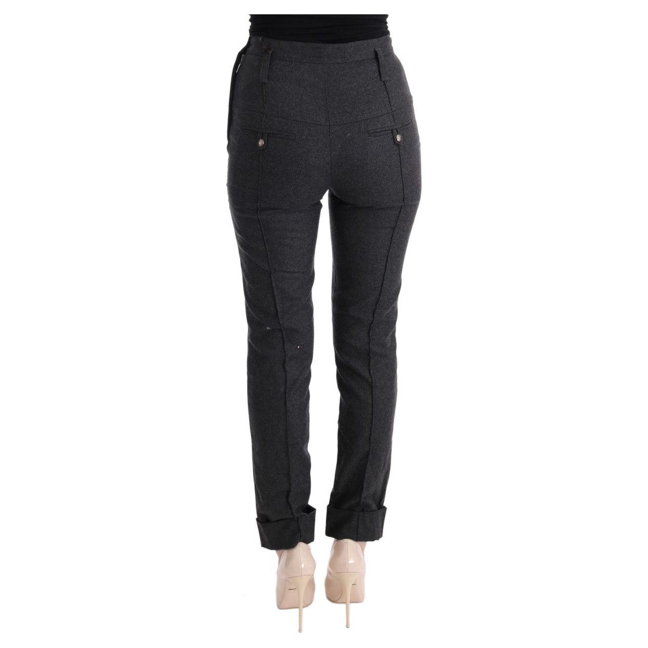 Ermanno Scervino Gray Virgin Wool Skinny Casual Pants Ermanno Scervino