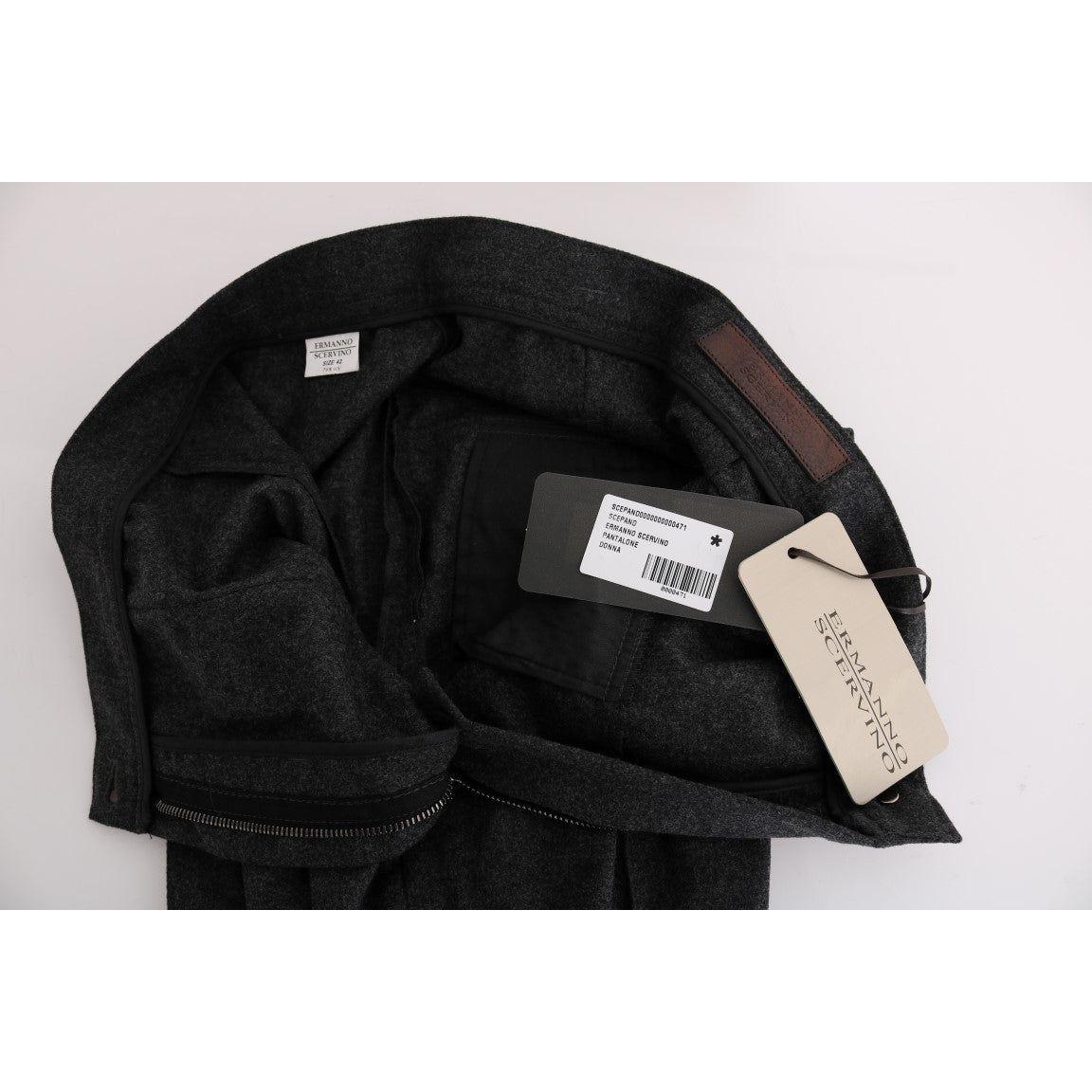 Ermanno Scervino Gray Virgin Wool Skinny Casual Pants Ermanno Scervino