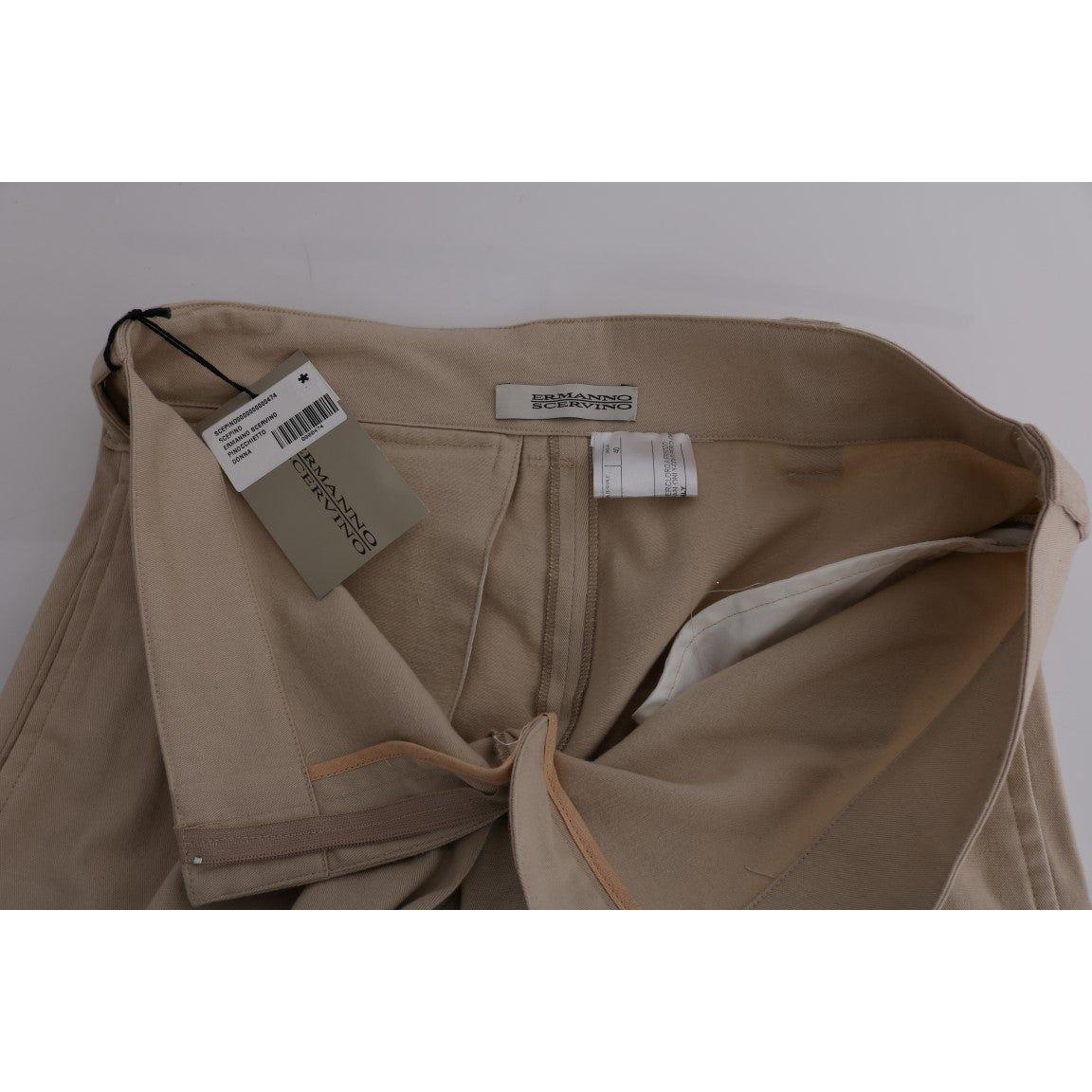 Ermanno Scervino Beige Cotton Wool Regular Fit Pants Ermanno Scervino