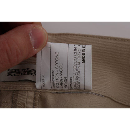 Ermanno Scervino Beige Cotton Wool Regular Fit Pants Ermanno Scervino