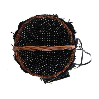 Dolce & Gabbana Beige Straw Snakeskin Pom Pom Crystal AGNESE Bag Dolce & Gabbana