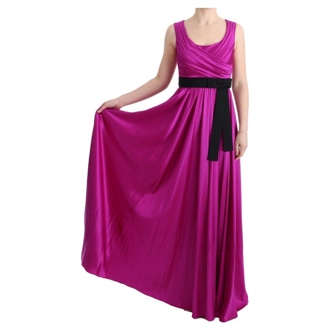 Dolce & Gabbana Pink Silk Stretch Shift Long Dress