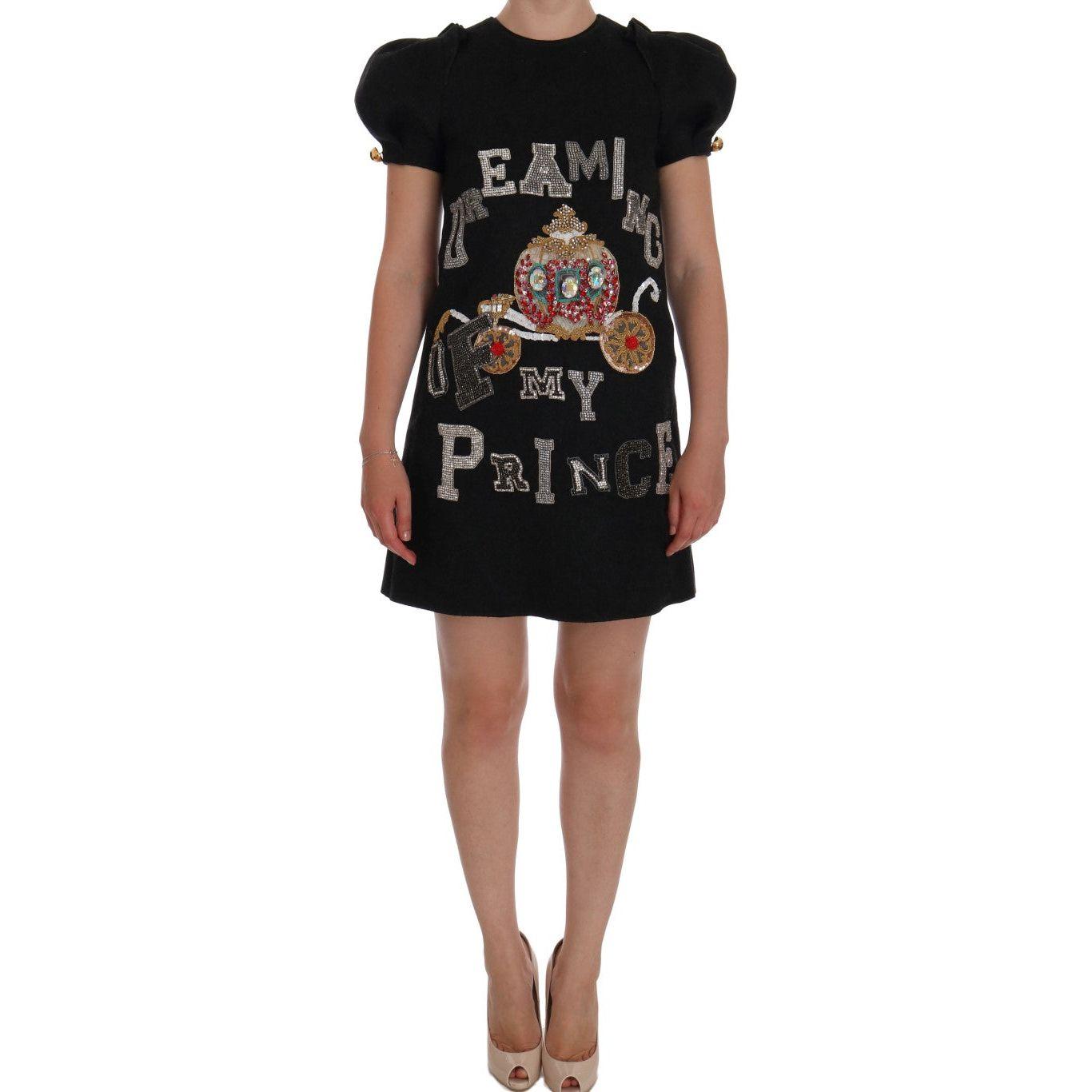 Dolce & Gabbana Gray Crystal "Dreaming of My Prince" Dress Dolce & Gabbana