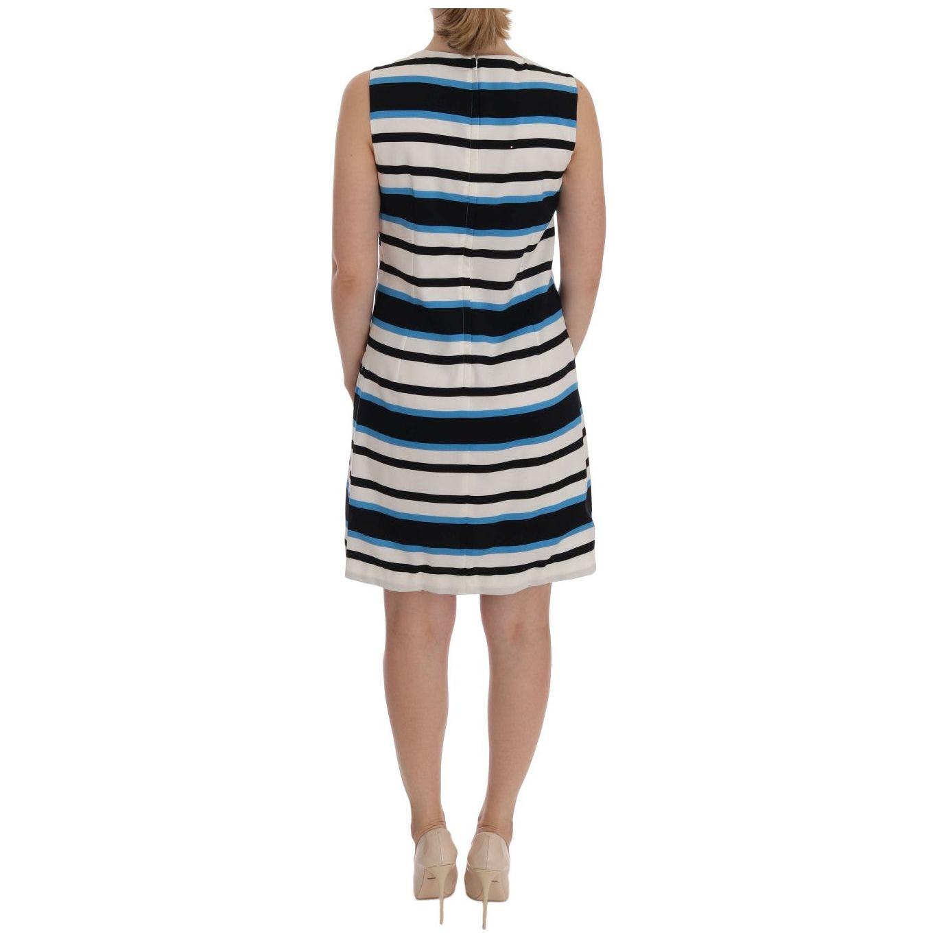 Dolce & Gabbana Blue White Striped Silk Stretch Shift Dress Dolce & Gabbana