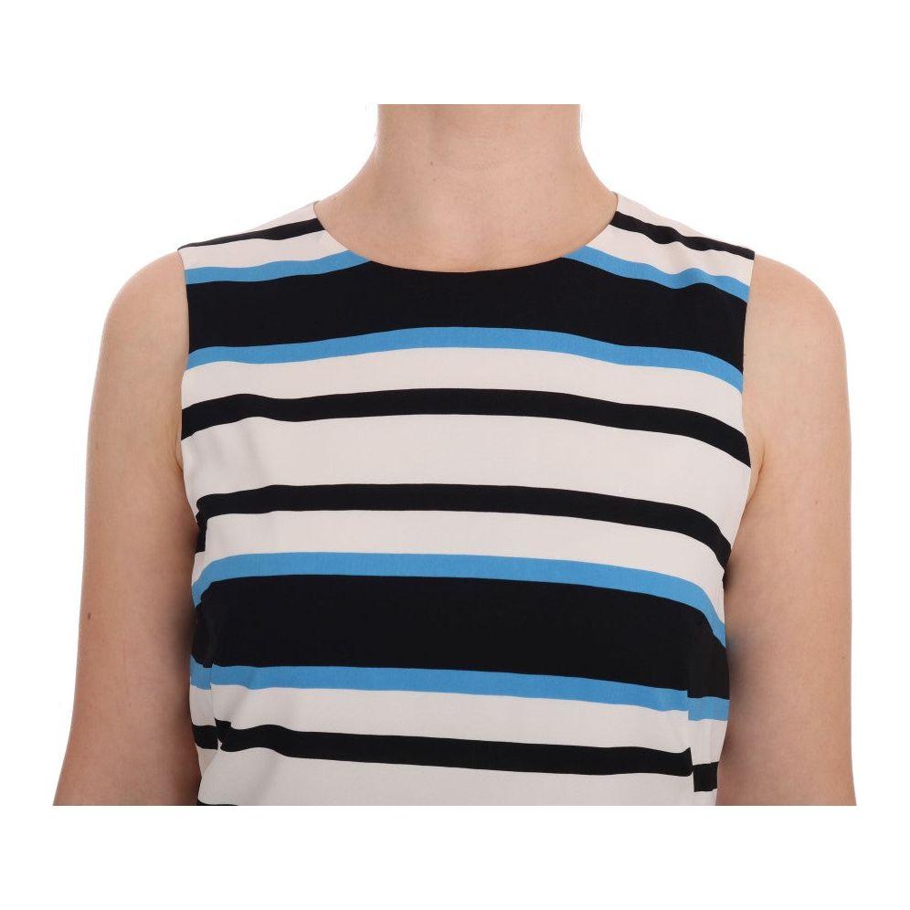 Dolce & Gabbana Blue White Striped Silk Stretch Shift Dress Dolce & Gabbana