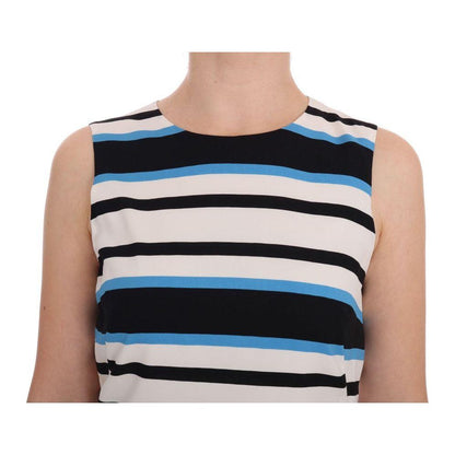 Dolce & Gabbana Blue White Striped Silk Stretch Shift Dress Dolce & Gabbana