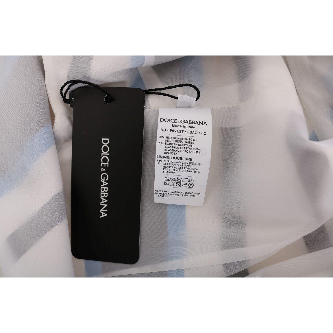 Dolce & Gabbana Blue White Striped Silk Stretch Shift Dress Dolce & Gabbana