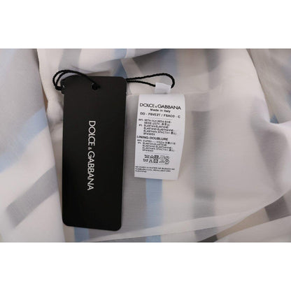 Dolce & Gabbana Blue White Striped Silk Stretch Shift Dress Dolce & Gabbana
