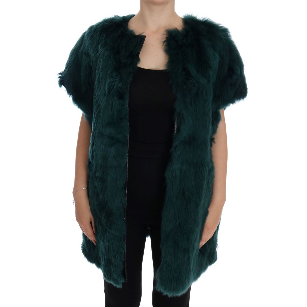 Dolce & Gabbana Green Alpaca Fur Vest Sleeveless Jacket