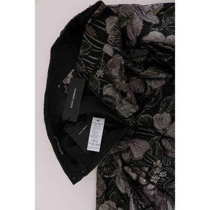 Dolce & Gabbana Black Silver Brocade Floral Skirt